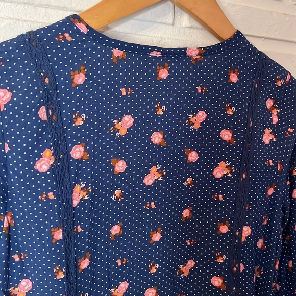 Matilda Jane Blue Polka Dot and Floral Long Sleeve Boho Blouse, Women’s Size XS - Picture 9 of 10